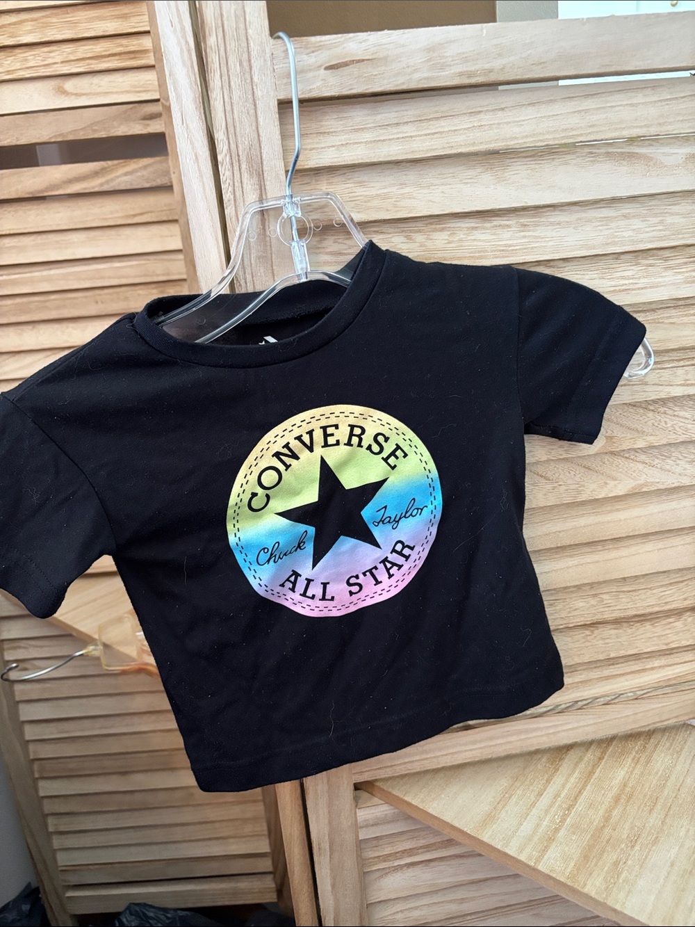 Converse Black Tee with Rainbow All Star Emblem 2T